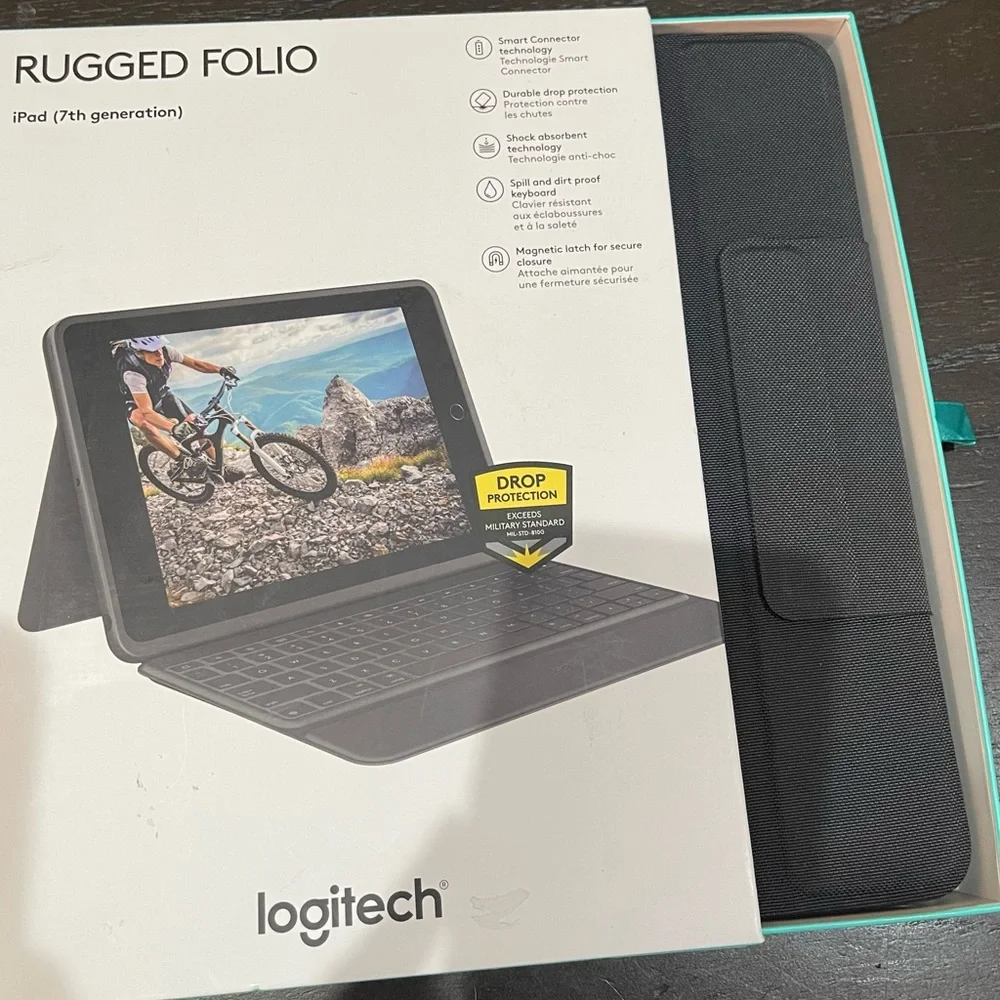 Logitech Apple IPad (7th, 8th, 9th Gen) Rugged Case with Integrated Keyboard
